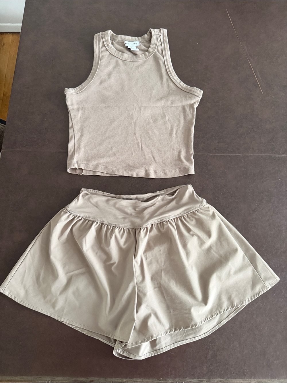 Taupe Tank and Short Matching Set